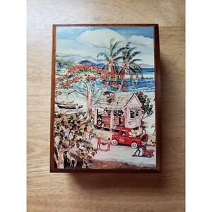 Annabella Box by Eve Foster Jamaica Folk Art Wood Trinket Box 5.75x4.25" Vintage